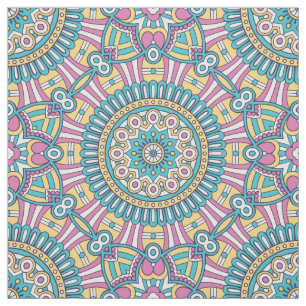 Tela Flores amarillas y kaleidoscópicas verdes