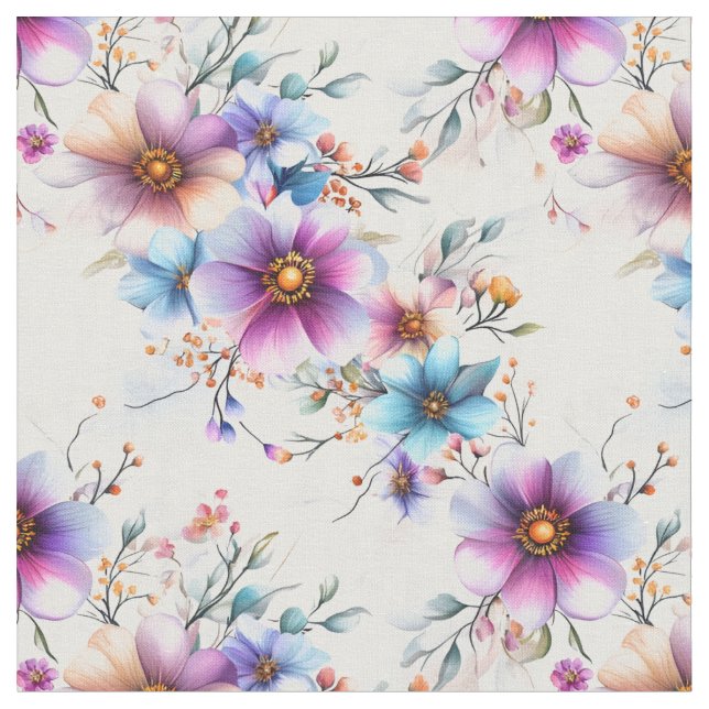 Tela Flores arcoiris (De cerca)