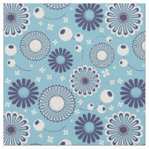 Flores azul y crema retro modernas