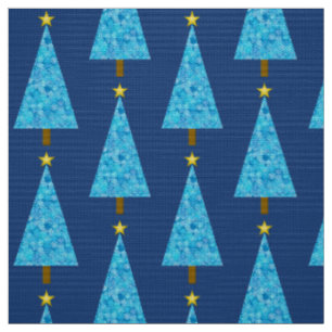 Tela Flores azules en un árbol de Navidad moderno