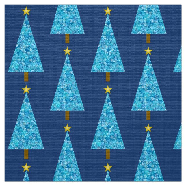 Tela Flores azules en un árbol de Navidad moderno (Retal)