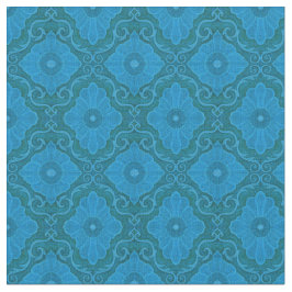 Tela "Flores azules" estampado arabesco floral