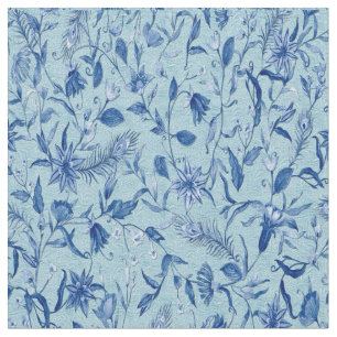 Tela Flores azules verde azuladas sobre esculturas de f