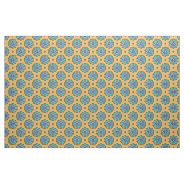 Tela Flores Azules Verdes con Bordes de Cobre sobre Dor ("Cuarto gordo" (fat quarter))