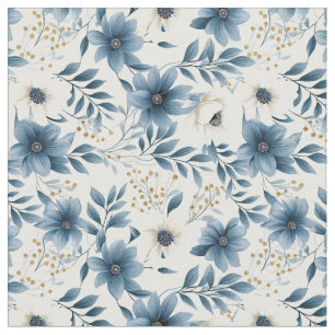 Tela Flores azules y beiges