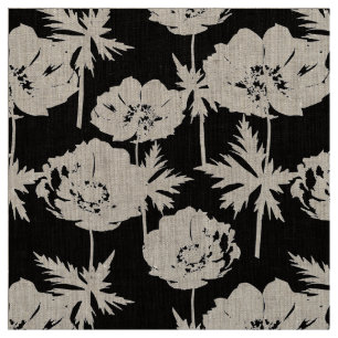 Tela Flores blancas en negro.