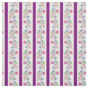 Tela Flores blancas, violetas/folclóricas/rayas (2)blan