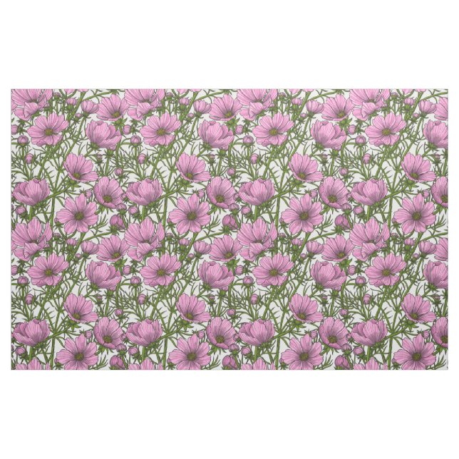 Tela Flores Cosmos rosadas ("Cuarto gordo" (fat quarter))