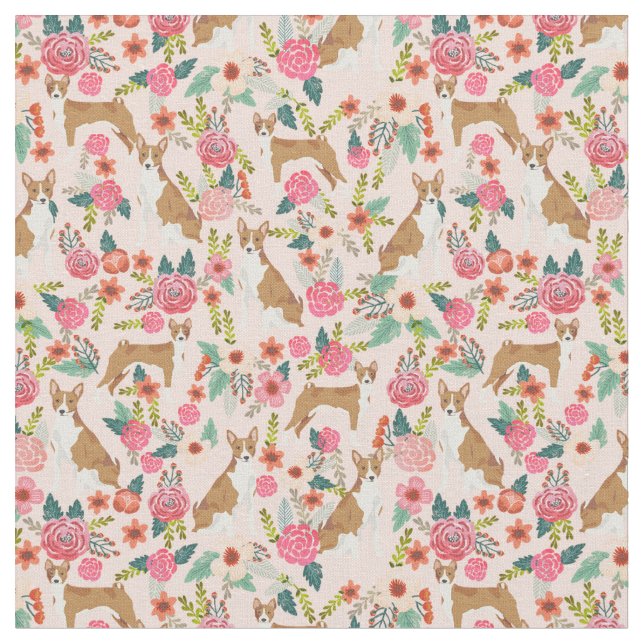 Tela Flores de animales de la especie basenji rosas (De cerca)
