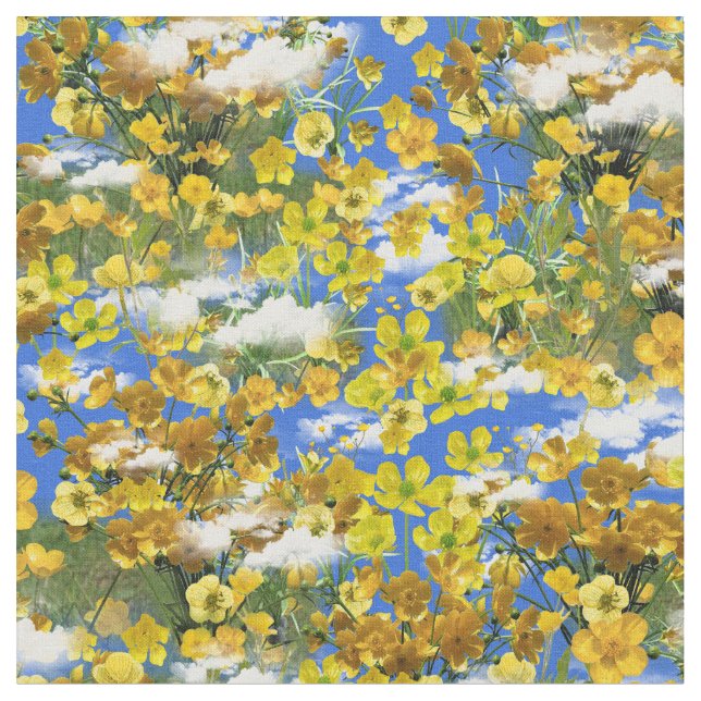 Tela Flores de Butercup de primavera en las nubes (De cerca)
