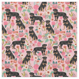 Tela Flores de carne de perro rotulier rosa