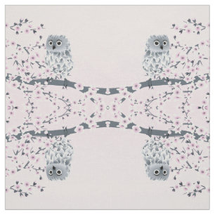 Tela Flores de cerezo de búho rosado