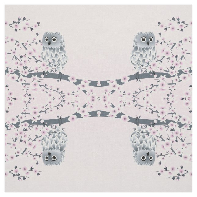 Tela Flores de cerezo de búho rosado (Retal)