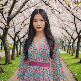 Tela Flores de cerezo en azul