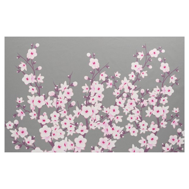 Tela Flores de cerezo en flor Gris rosa (Yarda)