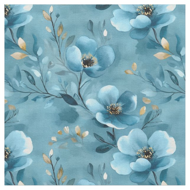 Tela Flores de color gris azul (De cerca)