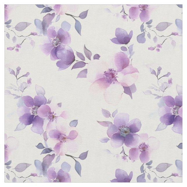 Tela Flores de color morado en blanco (De cerca)