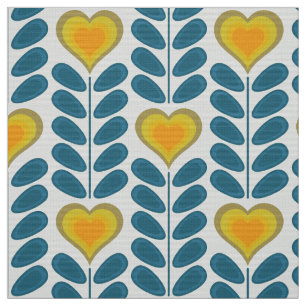 Tela Flores de corazón retro mod de los años 70 v2