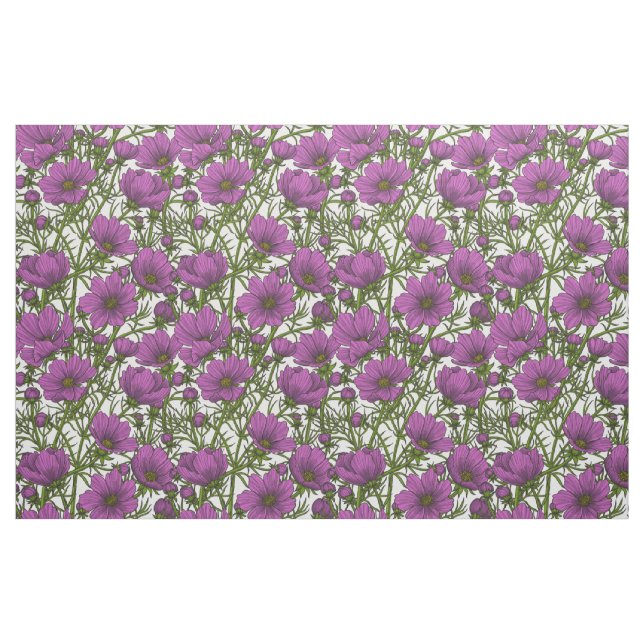 Tela Flores de cosmos violetas ("Cuarto gordo" (fat quarter))