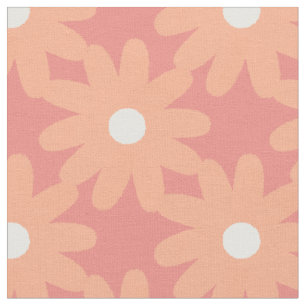 Tela Flores de Crayón Smudgy Patrón Floral Apricot Rosa