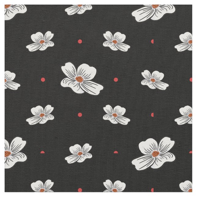 Tela Flores de dogwood sobre negro (De cerca)