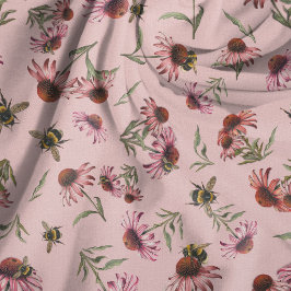 Tela Flores de equinácea rosadas patrón continuo