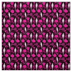 TELA FLORES DE FUCHSIA DE PINO NEGRO ART DECO, PARROS B