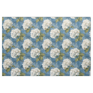 Tela Flores de hidrangea blanca en azul