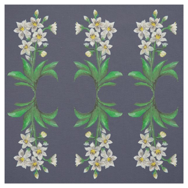 Tela flores de lirio blanco amazónico (Retal)