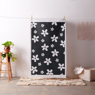 Tela Flores de margarita blanca y negra en el boho de v
