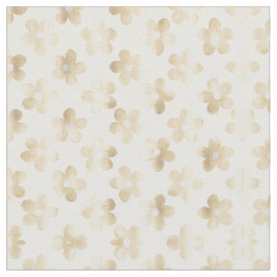 Tela Flores de margarita de oro blanco retro