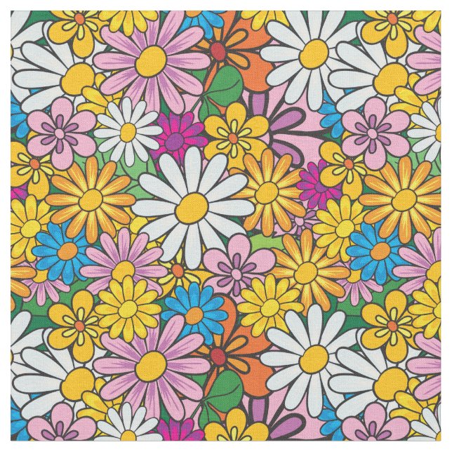 Tela Flores de Mod Retro (De cerca)