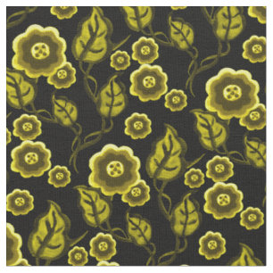 Tela Flores de oro/hojas de oro/arte folclórico/negro