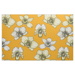 Tela Flores de orquídea amarilla y blanca
