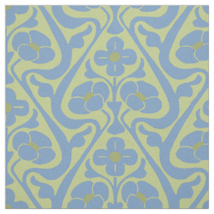 Tela Flores de pared de Barcelona azules y verdes