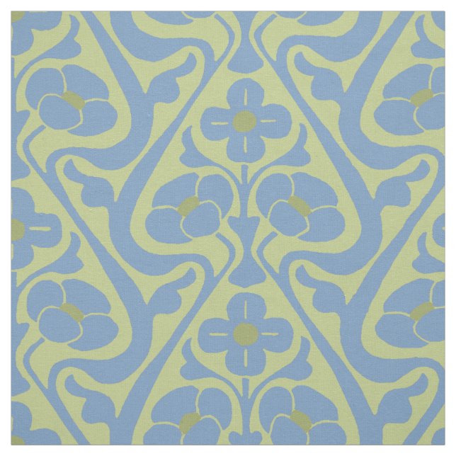 Tela Flores de pared de Barcelona azules y verdes (Retal)