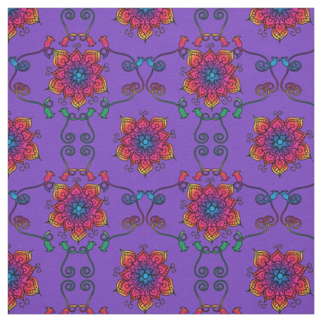 Tela Flores de pasión púrpura | Estilo Boho (Retal)