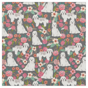 Tela Flores de perros Havaneses