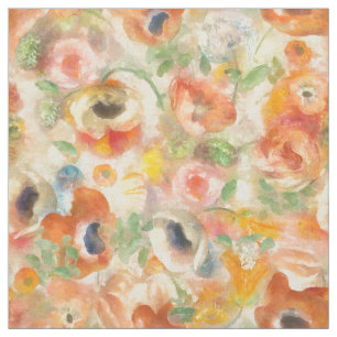 Tela Flores de primavera naranja