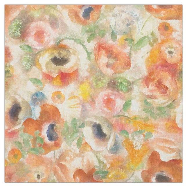 Tela Flores de primavera naranja (Retal)