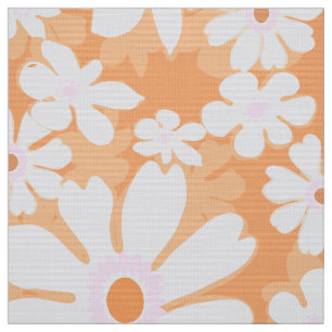 Tela Flores de retroceso de los años 60 en el naranja s