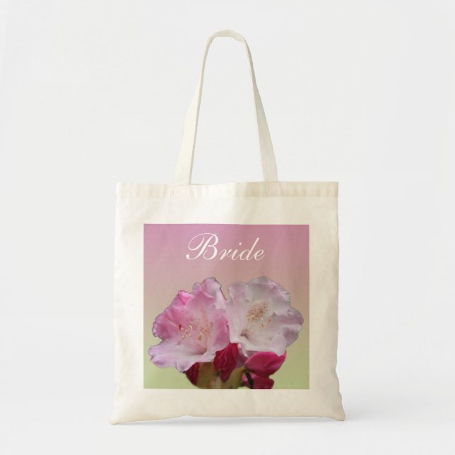 Tela flores de rododendro rosado  bolso de novia/novio (Frente)