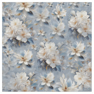 Tela Flores de seda blancas y azul claro