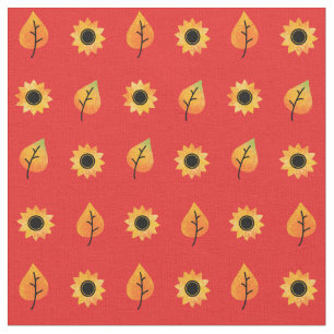 Tela Flores de sol y hojas de otoño