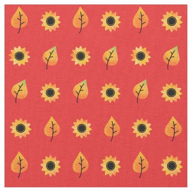 Tela Flores de sol y hojas de otoño (De cerca)