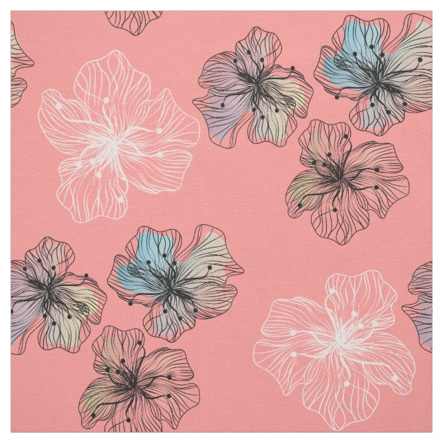 Tela Flores dibujadas sin rompecabezas abstractas como  (Retal)