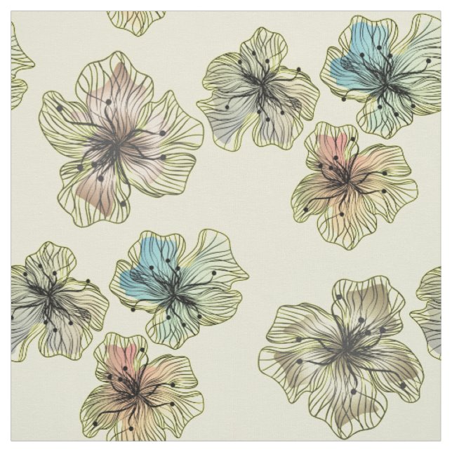 Tela Flores dibujadas sin rompecabezas abstractas como  (Retal)