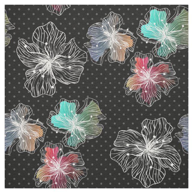 Tela Flores dibujadas sin rompecabezas abstractas como  (Retal)