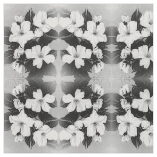 Tela Flores en blanco y negro