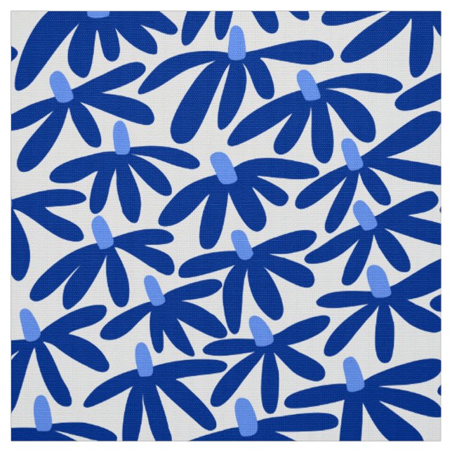 Tela Flores estilizadas: tonos azules y blancos (Retal)